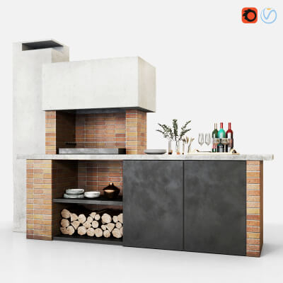 Barbecue and Grill - 3D Model by Nareh