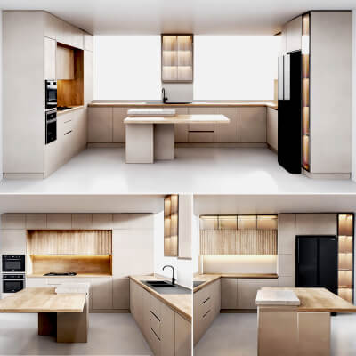 Modern Kitchen Interior 08 - 3D Model by Nareh