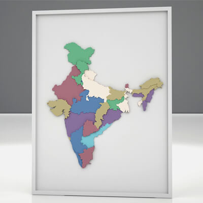 3D Map of India with States and Borders