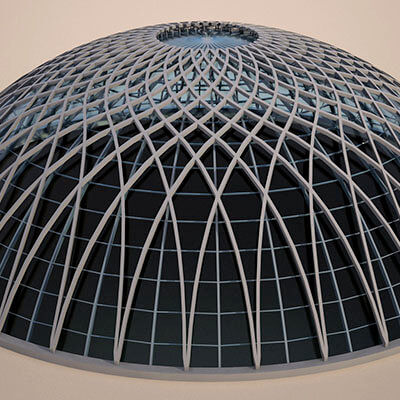 Dome Skylight with Geometric Metal Frame Architectural Glass