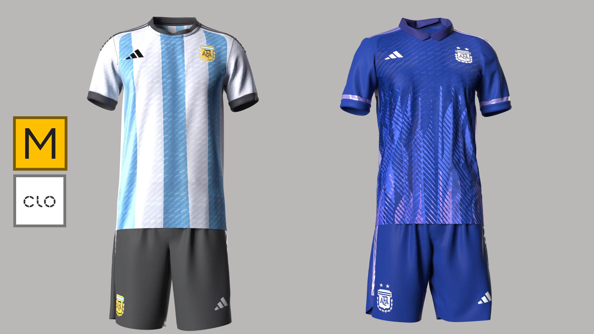 ARGENTINA 22 AWAY & Home JERSEY WORLD CUP 2022 3D Render RenderHub