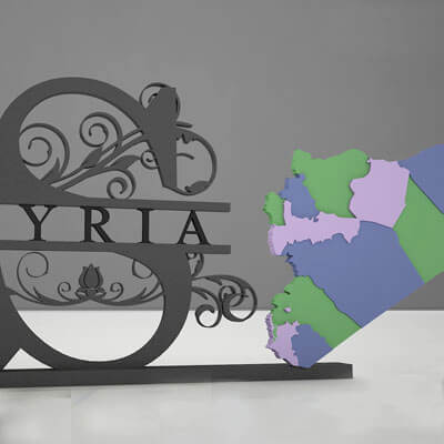Syria Map with Decorative Stand 3D Model Country Map