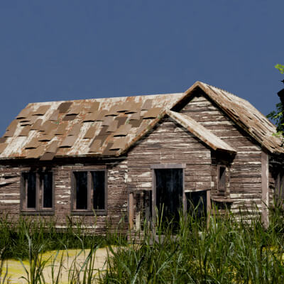 Abandoned Wooden House Game Ready PBR Textured 2K Low Poly M