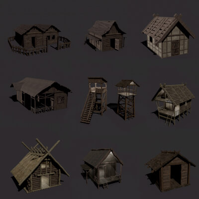 Generic Viking Orc House Pack Low Poly Models