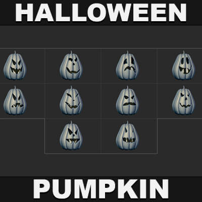10 Halloween Pumpkin Base Mesh Vol 6