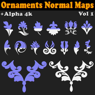 100 Ornaments Normal Maps and Alpha Vol 1