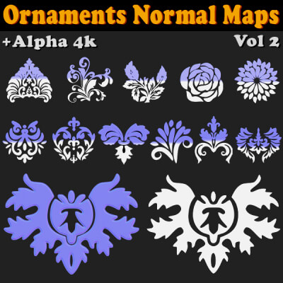 100 Ornaments Normal Maps and Alpha Vol 2