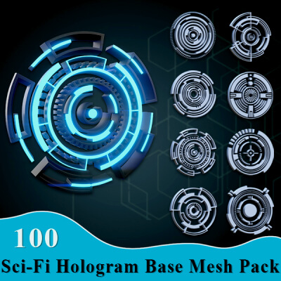 100 Sci-Fi Hologram Base Mesh Pack
