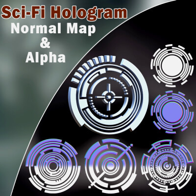 100 Sci-Fi Hologram Normal Map and Alpha