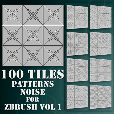 100 Tiles Patterns Noise for Zbrush Vol 1