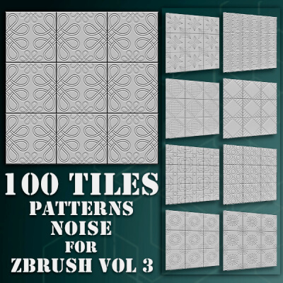 100 Tiles Patterns Noise for Zbrush Vol 3