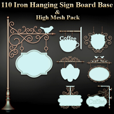 110 Iron Hanging Sign Board Base and High Mesh Pack