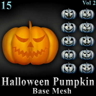 15 Halloween Pumpkin Base Mesh Vol 2