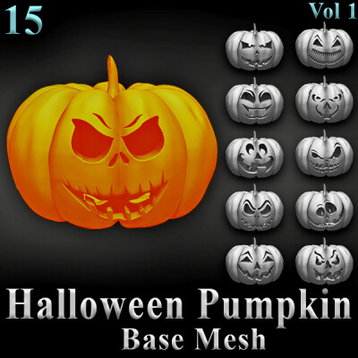 15 Halloween Pumpkin Base Mesh Vol 1