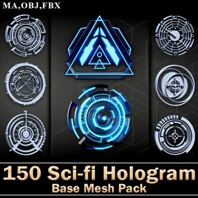 150 Sci-Fi Hologram Base Mesh Pack