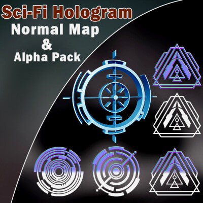 150 Sci-Fi Hologram Normal Map and Alpha Pack