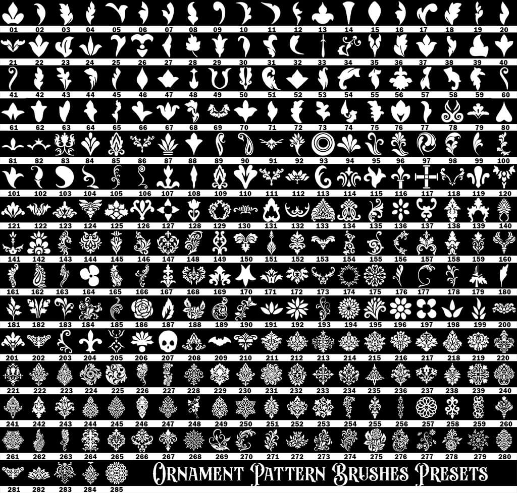 285 Ornament Pattern Brushes Presets for Photoshop - Brush or Tool by ...