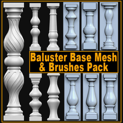 30 Baluster Base Mesh and Brushes Pack