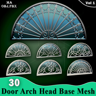 30 Door Arch Head Base Mesh Vol 1