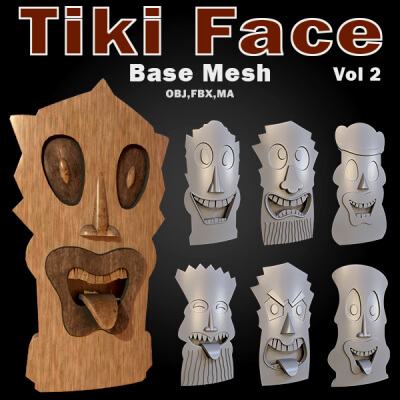 30 Tiki Face Base Mesh Base and High Vol 2