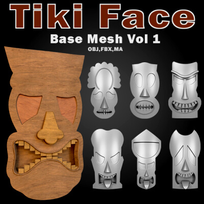 35 Tiki Face Base Mesh Base and High Vol 1