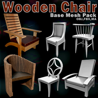38 Wooden Chair Base Mesh Pack