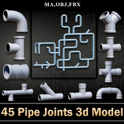 45 Pipe Joints 3D Models