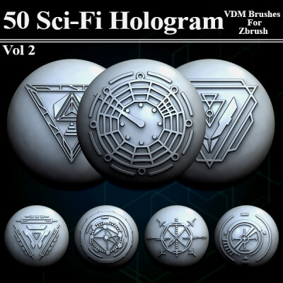50 Sci -Fi Hologram VDM Brushes for Zbrush Vol 2