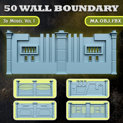 50 Wall Boundary 3D Model Vol 1