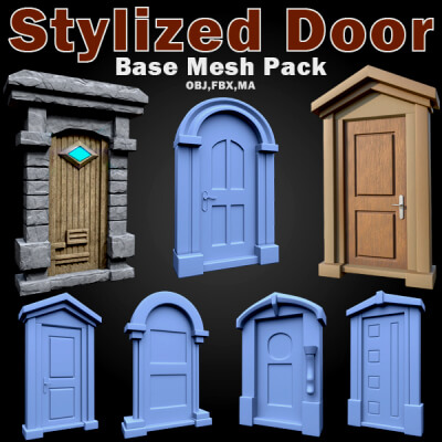 60 Stylized Door Base Mesh Pack