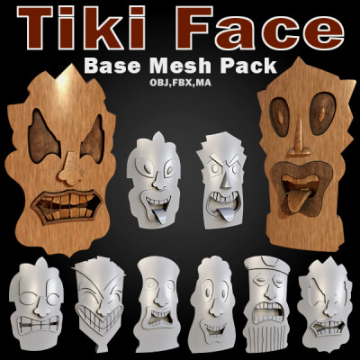 95 Tiki Face Base Mesh Base and High Pack