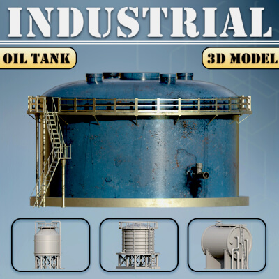 Industrial Oil Tank 3D Model