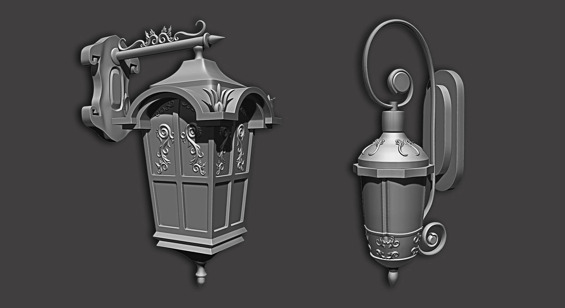 Old Wall Lights Collection 3D Model by netleon