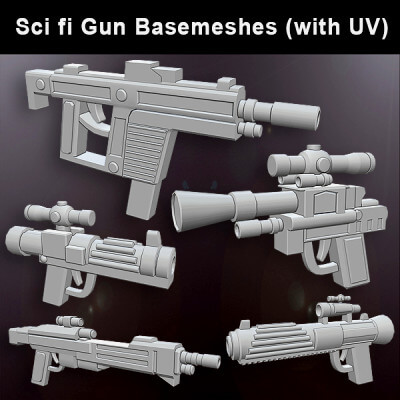 Sci-Fi Gun Base Meshes