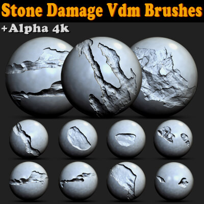 Stone Damage VDM Brushes With Alpha