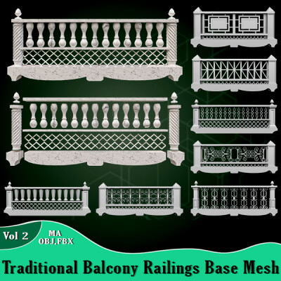 Traditional Balcony Railings Base Mesh Vol 2
