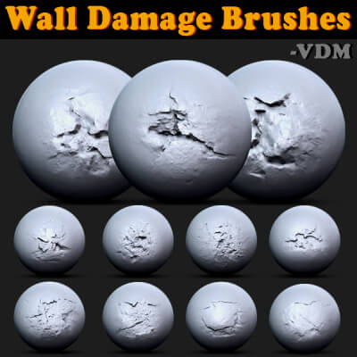 Wall Damage Brushes for Zbrush