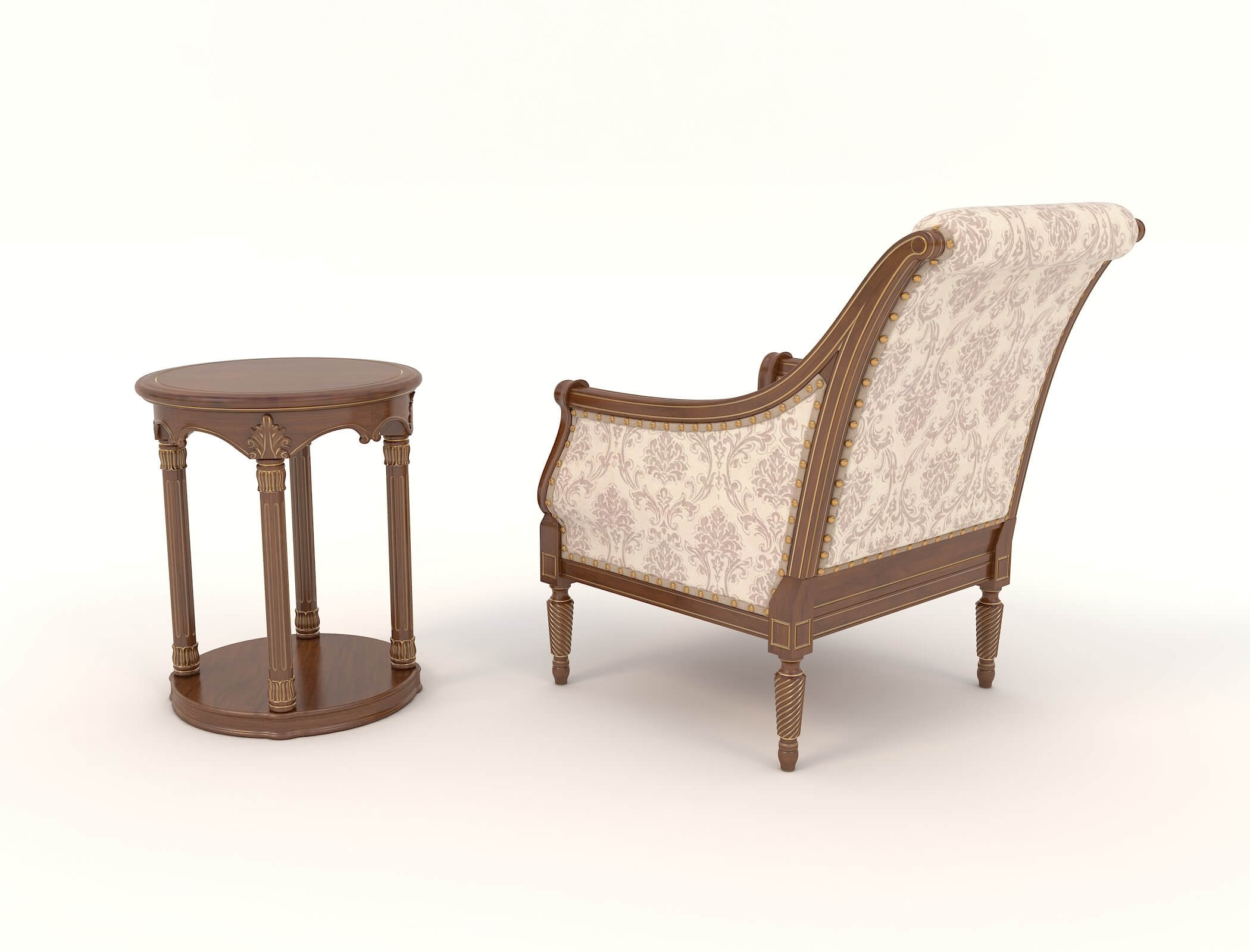 Classic Armchair and Table Set 4 3D Model by nhattuankts