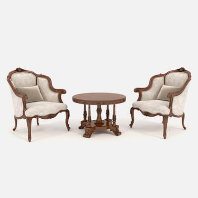 Classic Coffee Table and Armchairs 11