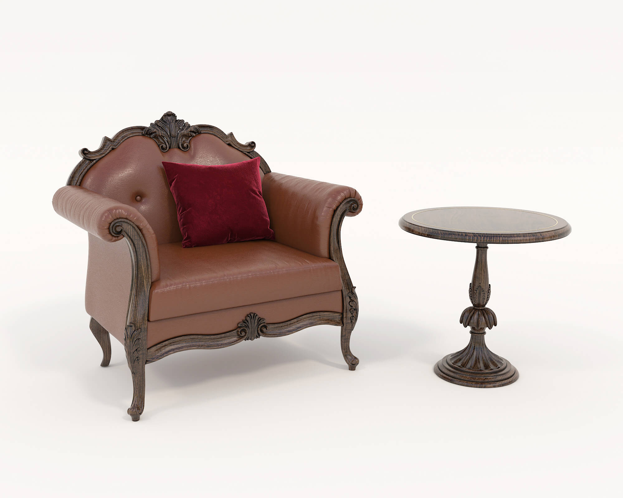 Classic Coffee Table and Armchair 12 3D Model by nhattuankts