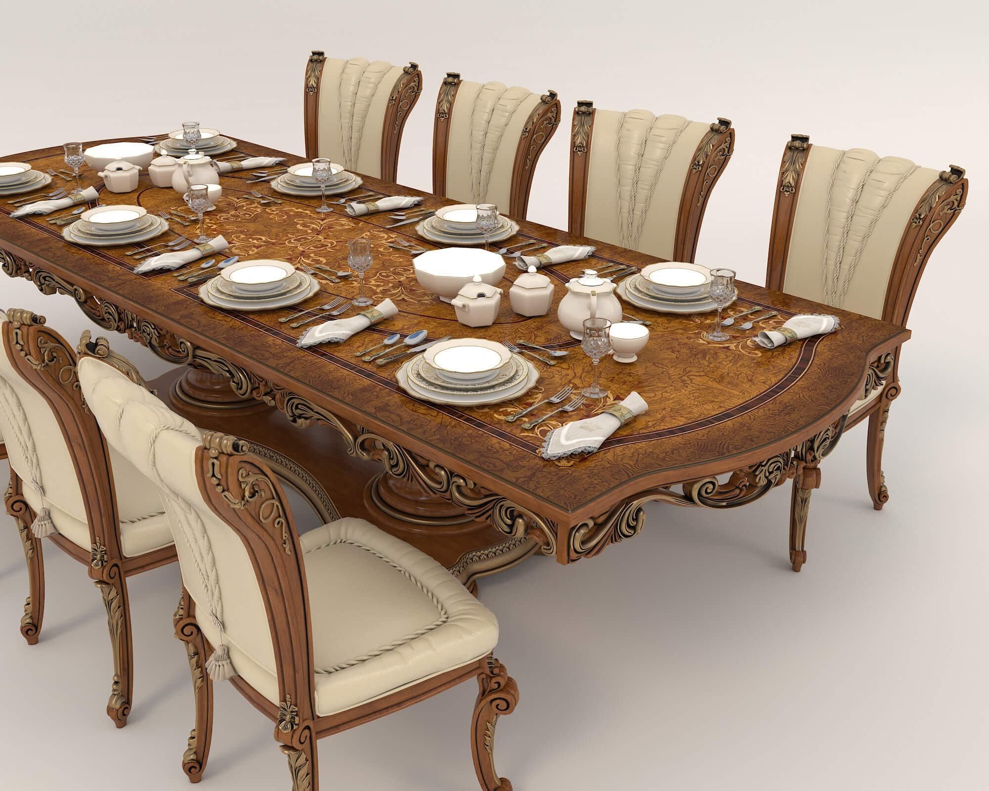 Classic Dining Table and Chairs 17 3D Model by nhattuankts