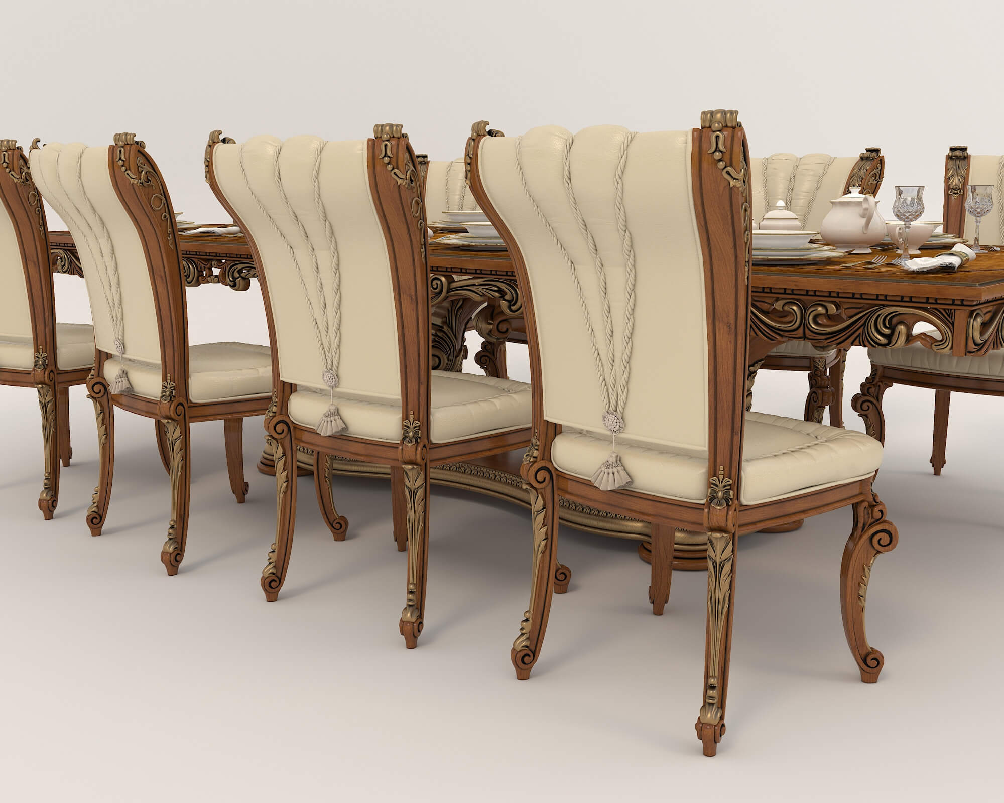 Classic Dining Table and Chairs 17 3D Model by nhattuankts