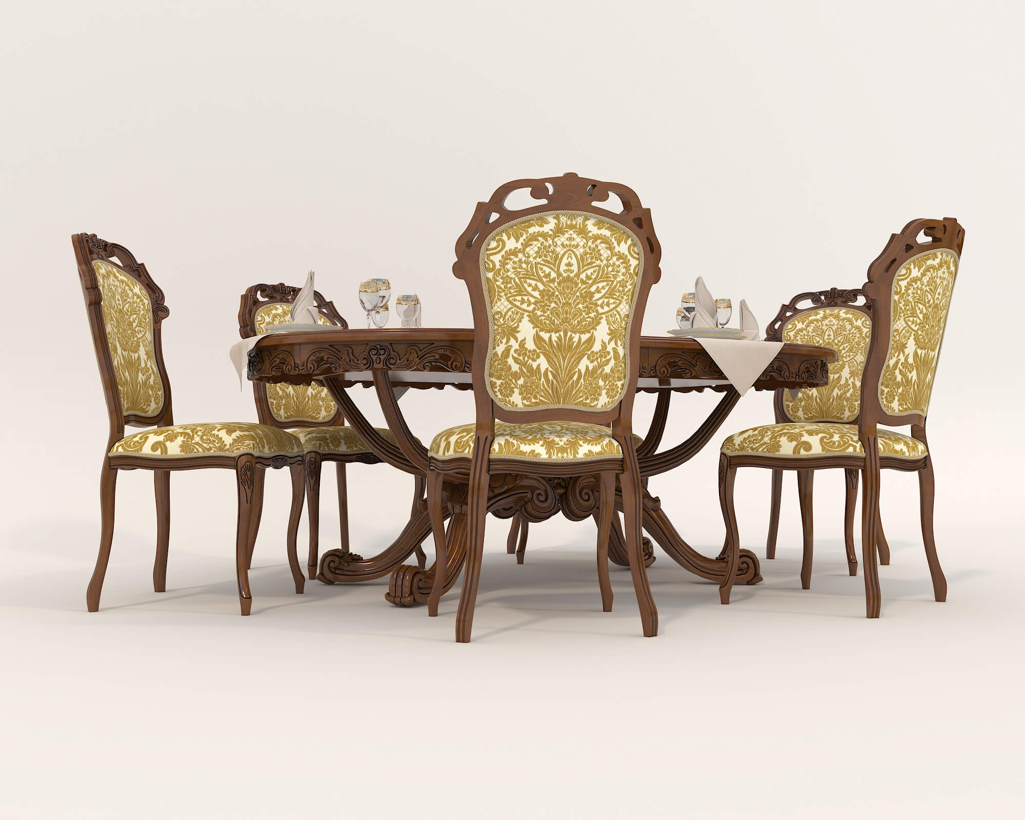 Classic Dining Table and Chairs 18 3D Model by nhattuankts