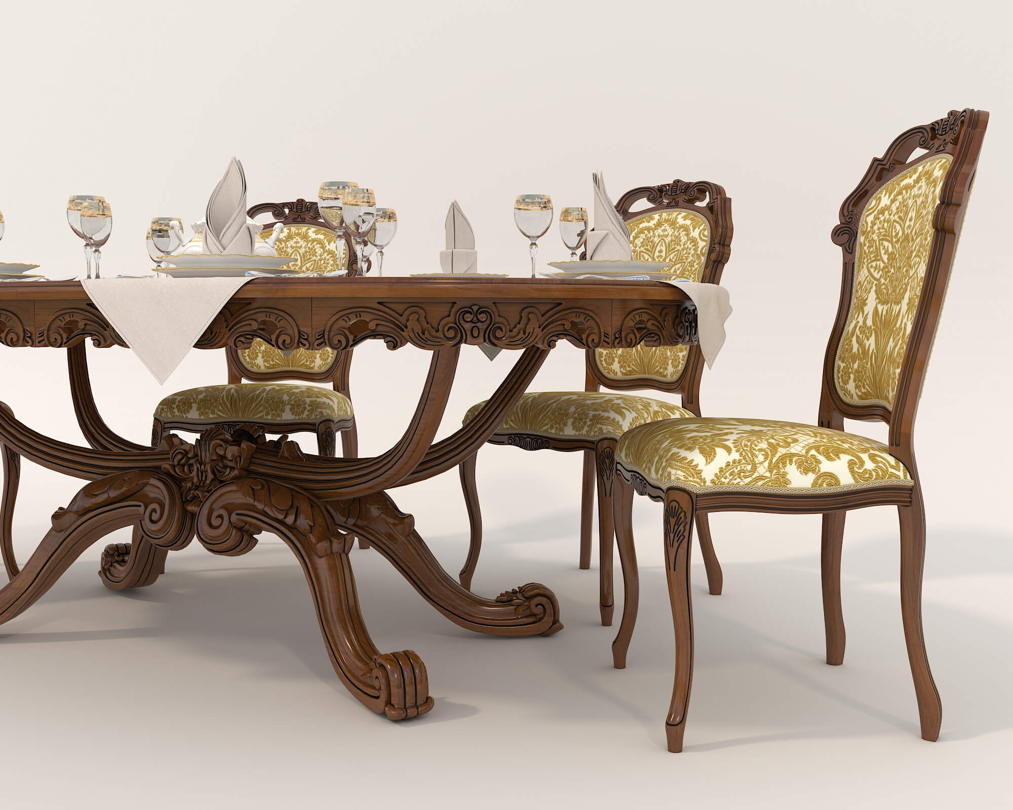 Classic Dining Table and Chairs 18 3D Model by nhattuankts