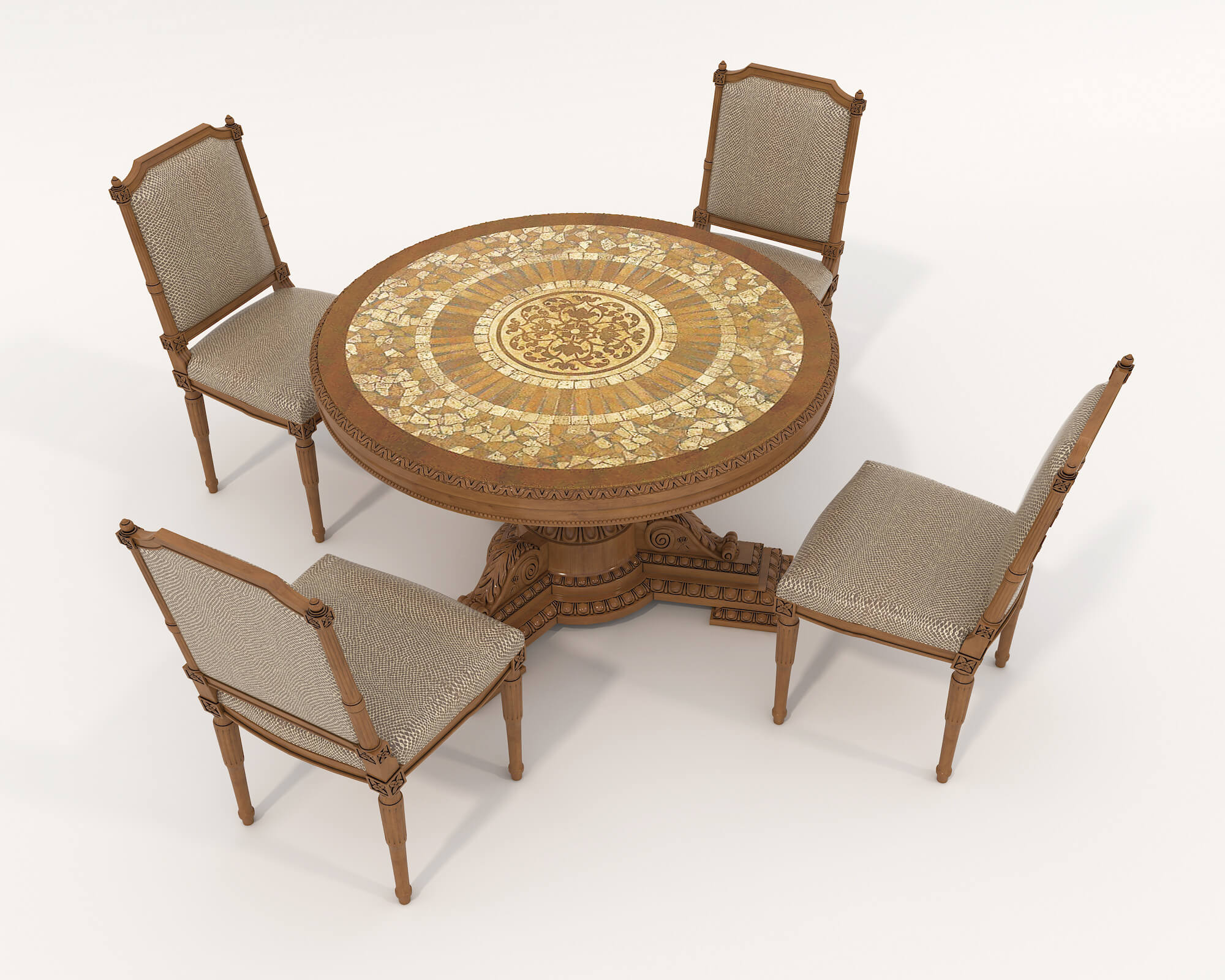 Classic Dining Table and Chairs 19 3D Model by nhattuankts