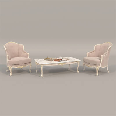 Classic European Style Coffee Table and Armchair 22
