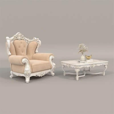 Classic European Style Coffee Table and Armchair 23