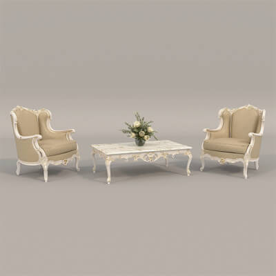 Classic European Style Coffee Table and Armchair 24
