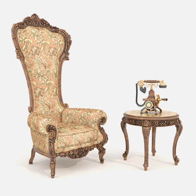 Classic European Style Coffee Table and Armchair 26