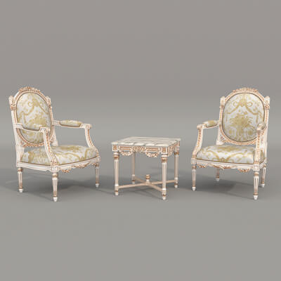 Classic European Style Coffee Table and Armchair 26